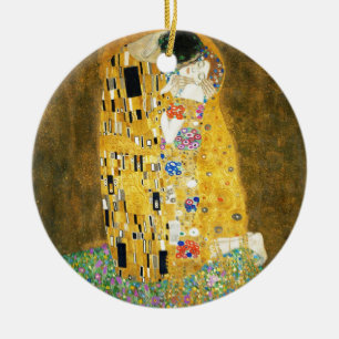 Gustav Klimt The Kiss Vintage Art Nouveau Painting Ceramic Ornament
