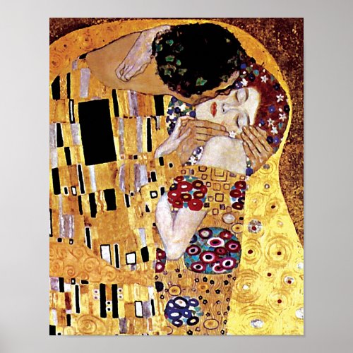 Gustav Klimt _ The Kiss _ Vintage Art Nouveau Poster