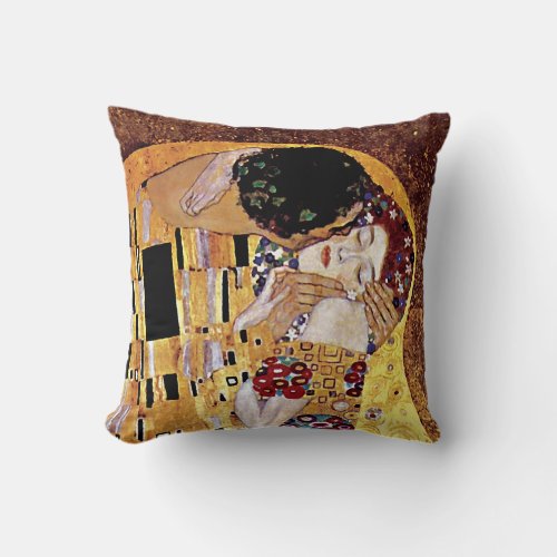 Gustav Klimt _ The Kiss _ Vintage Art Nouveau Throw Pillow