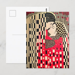 Gustav Klimt The Kiss x Bauhaus optical illusion Postcard