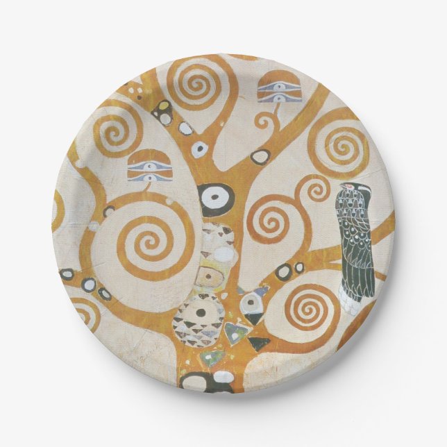 Gustav Klimt The Tree Of Life Art Nouveau Paper Plates (Front)