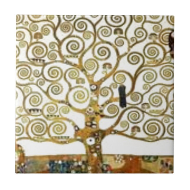 Gustav Klimt - the Tree of Life painting Ceramic Tile (Front)