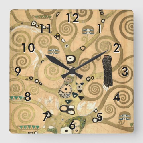 Gustav Klimt _ The Tree of Life Stoclet Frieze Square Wall Clock