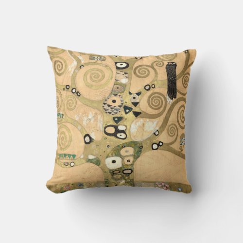 Gustav Klimt _ The Tree of Life Stoclet Frieze Throw Pillow