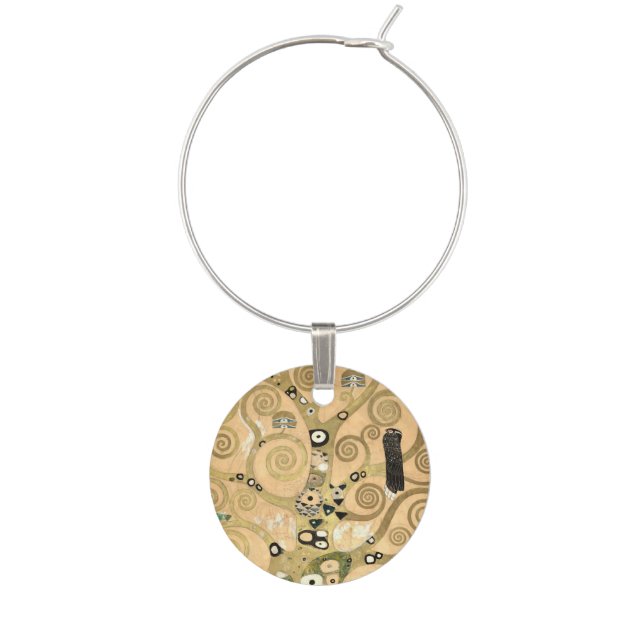 Gustav Klimt - The Tree of Life, Stoclet Frieze Wine Charm (Front)