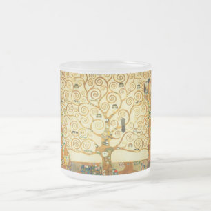 Gustav Klimt The Tree Of Life Vintage Art Nouveau Frosted Glass Coffee Mug