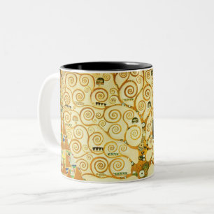 Gustav Klimt The Tree Of Life Vintage Art Nouveau Two-Tone Coffee Mug