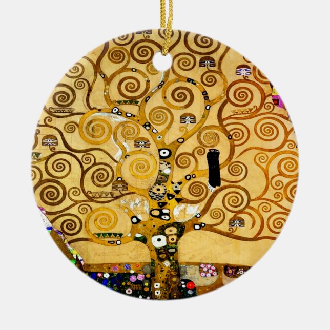 Gustav Klimt Tree of Life: Art Nouveau Symbolist Ceramic Ornament (Front)