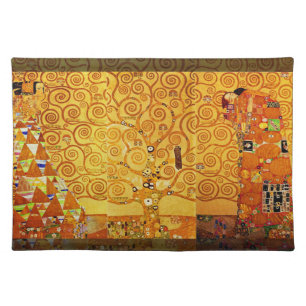 Gustav Klimt Tree of Life: Art Nouveau Symbolist Cloth Placemat