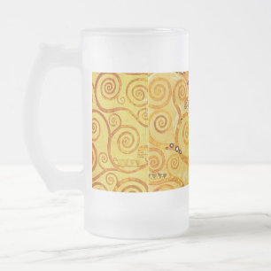 Gustav Klimt Tree of Life: Art Nouveau Symbolist Frosted Glass Beer Mug