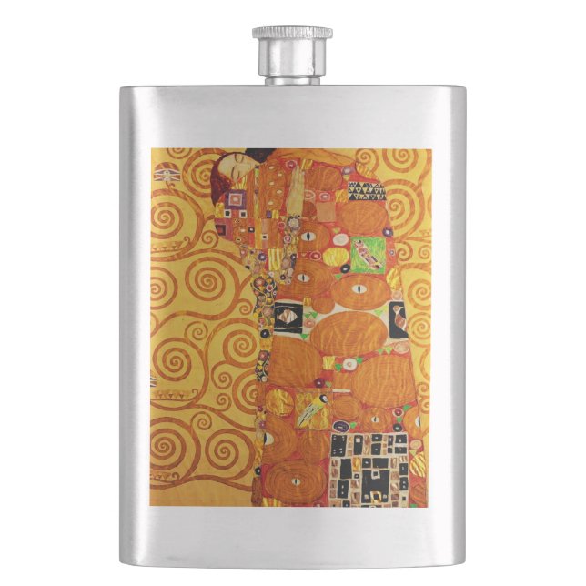 Gustav Klimt Tree of Life: Art Nouveau Symbolist Hip Flask (Front)