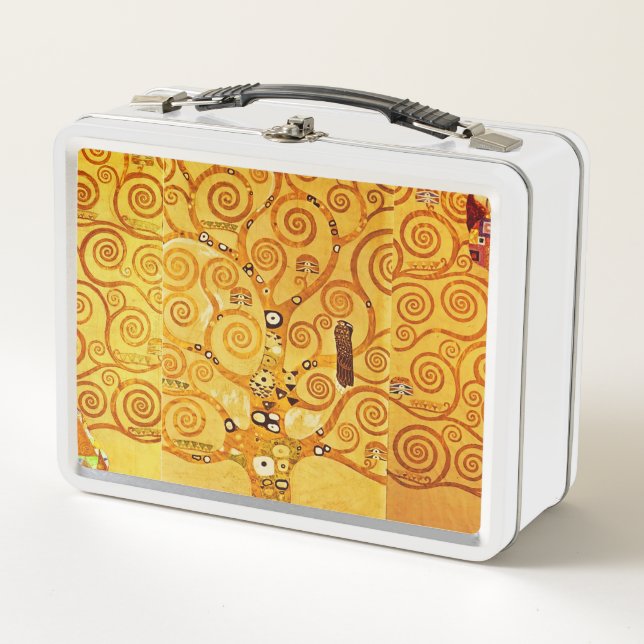 Gustav Klimt Tree of Life: Art Nouveau Symbolist Metal Lunch Box (Front)