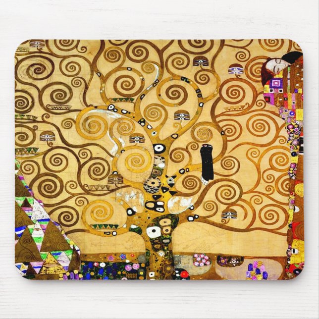Gustav Klimt Tree of Life: Art Nouveau Symbolist Mouse Pad (Front)