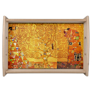 Gustav Klimt Tree of Life: Art Nouveau Symbolist Serving Tray