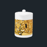 Gustav Klimt Tree of Life: Art Nouveau Symbolist Teapot<br><div class="desc">Elevate your space with this iconic masterpiece, Gustav Klimt's "Tree of Life" (from the Stoclet Frieze). This celebrated Art Nouveau artwork captivates with its swirling golden branches, intricate patterns, and symbolic motifs that represent life's journey, connection, and growth. Klimt's signature use of rich, shimmering gold, mosaic-like details, and abstract forms...</div>