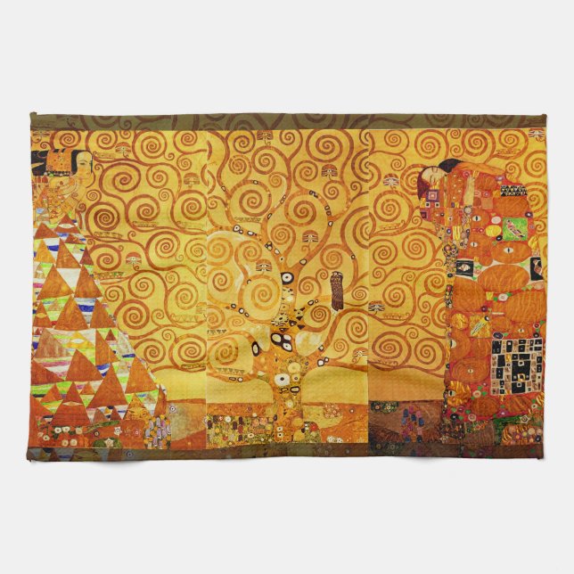 Gustav Klimt Tree of Life: Art Nouveau Symbolist Towel (Horizontal)