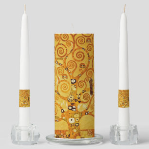 Gustav Klimt Tree of Life: Art Nouveau Symbolist Unity Candle Set