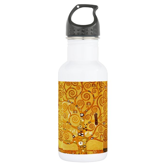 Gustav Klimt Tree of Life: Art Nouveau Symbolist Water Bottle (Front)