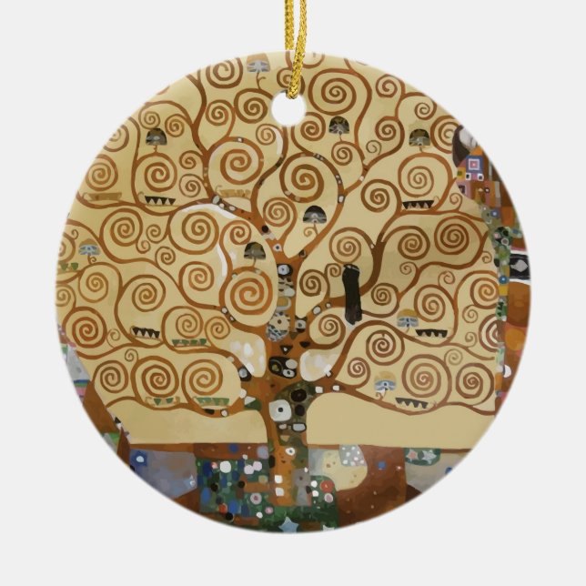 Gustav Klimt Tree Of Life Ceramic Ornament (Front)