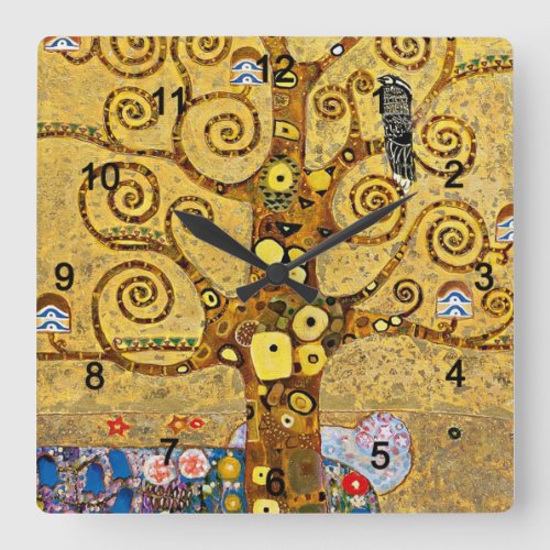 Gustav Klimt  Tree of life Square Wall Clock