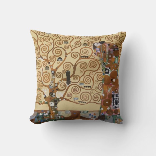 Gustav Klimt Tree Of Life Throw Pillow (Front)