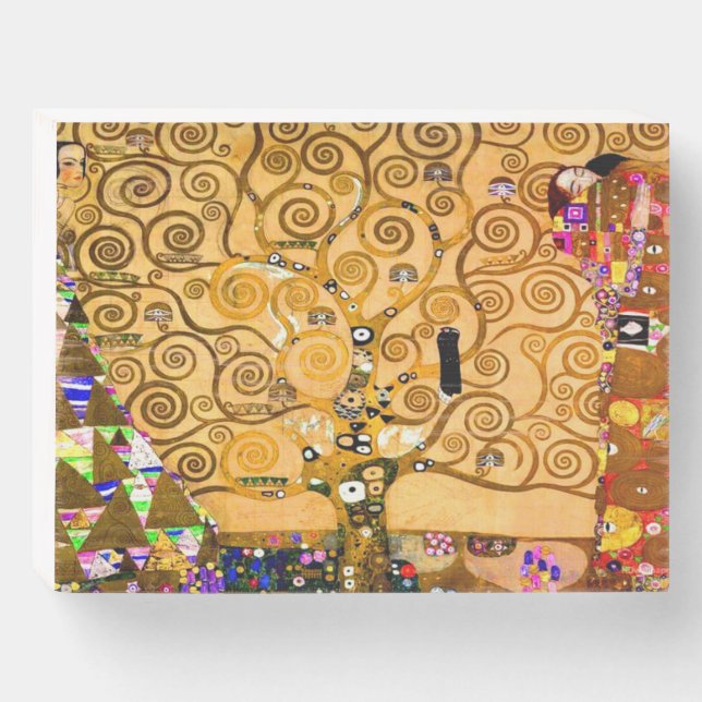 Gustav Klimt Tree of Life Wooden Box Sign (Front Horizontal)