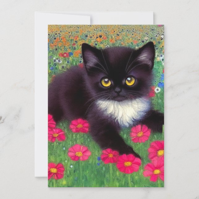 Gustav Klimt Tuxedo Cat Announcement (Front)