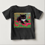 Gustav Klimt Tuxedo Cat Baby T-Shirt<br><div class="desc">T-Shirt featuring a Gustav Klimt tuxedo cat! This adorable black and white kitty sits in a field of red,  blue,  white,  and orange flowers. An awesome gift for cat lovers and Austrian art enthusiasts!</div>