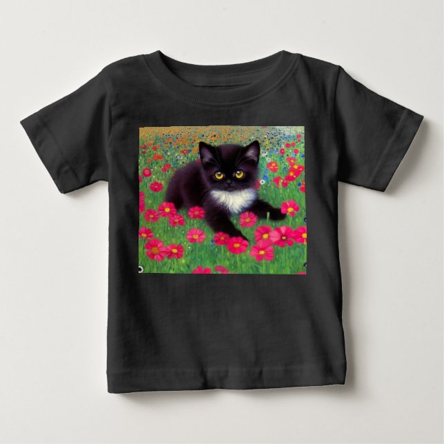 Gustav Klimt Tuxedo Cat Baby T-Shirt (Front)