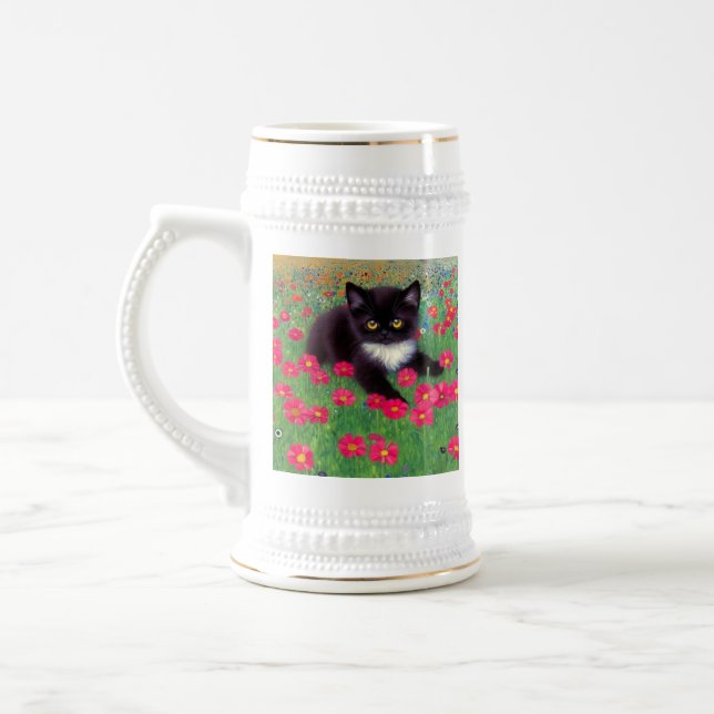Gustav Klimt Tuxedo Cat Beer Stein (Left)