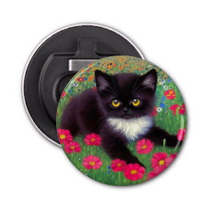 Gustav Klimt Tuxedo Cat Bottle Opener