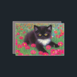 Gustav Klimt Tuxedo Cat Car Magnet<br><div class="desc">Car Magnet featuring a Gustav Klimt tuxedo cat! This adorable black and white kitty sits in a field of red,  blue,  white,  and orange flowers. An awesome gift for cat lovers and Austrian art enthusiasts!</div>
