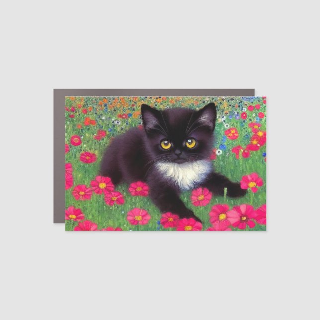 Gustav Klimt Tuxedo Cat Car Magnet (Front)
