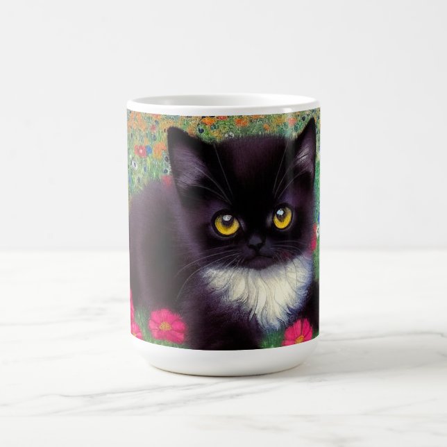 Gustav Klimt Tuxedo Cat Coffee Mug (Center)