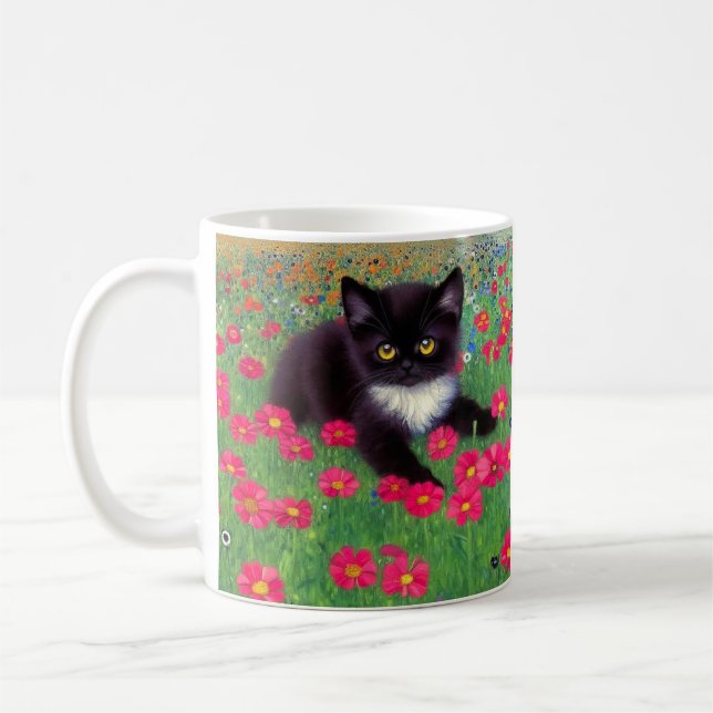Gustav Klimt Tuxedo Cat Coffee Mug (Left)