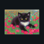 Gustav Klimt Tuxedo Cat Enclosure Card<br><div class="desc">Enclosure Cards featuring a Gustav Klimt tuxedo cat! This adorable black and white kitty sits in a field of red,  blue,  white,  and orange flowers. An awesome gift for cat lovers and Austrian art enthusiasts!</div>