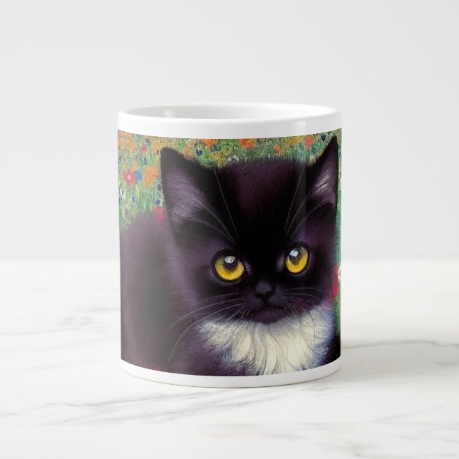 Gustav Klimt Tuxedo Cat Giant Coffee Mug (Front)