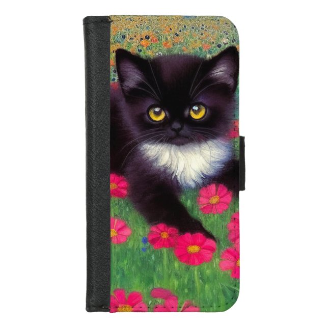 Gustav Klimt Tuxedo Cat iPhone Wallet Case (Front)