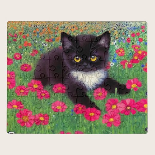 Gustav Klimt Tuxedo Cat Jigsaw Puzzle