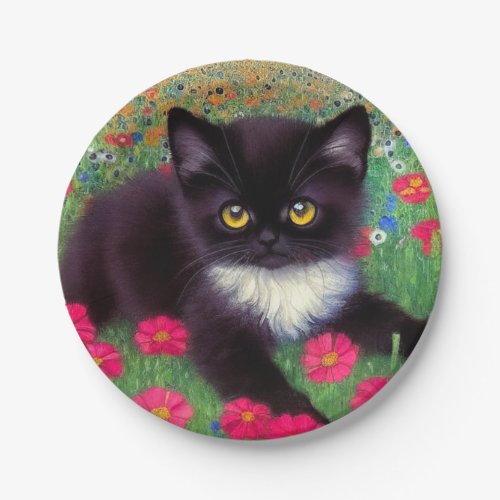 Gustav Klimt Tuxedo Cat Paper Plates