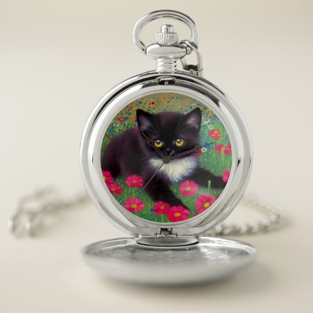 Gustav Klimt Tuxedo Cat Pocket Watch (Inside)