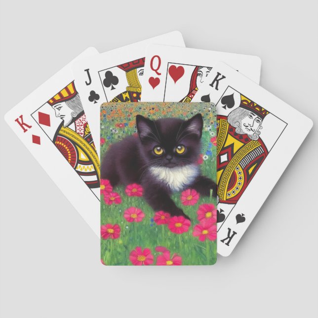Gustav Klimt Tuxedo Cat Poker Cards (Back)