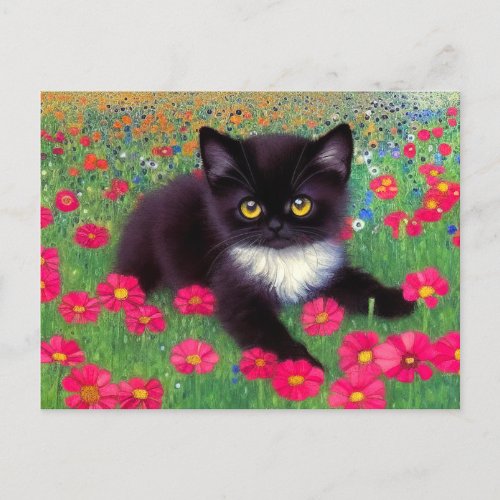Gustav Klimt Tuxedo Cat Postcard