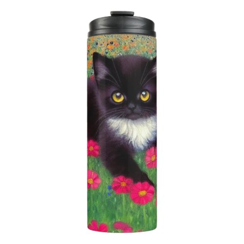 Gustav Klimt Tuxedo Cat Thermal Tumbler