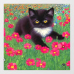 Gustav Klimt Tuxedo Cat Window Cling<br><div class="desc">Window Cling featuring a Gustav Klimt tuxedo cat! This adorable black and white kitty sits in a field of red,  blue,  white,  and orange flowers. An awesome gift for cat lovers and Austrian art enthusiasts!</div>