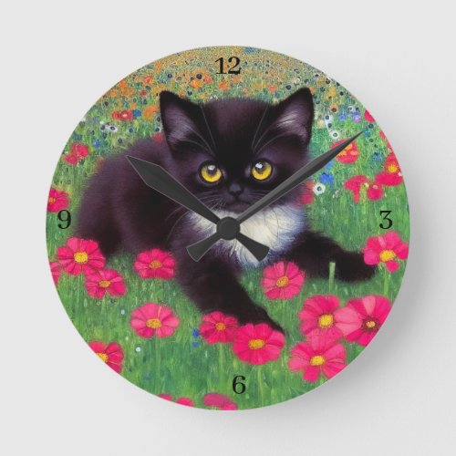 Gustav Klimt Tuxedo Cat with Clock Numbers