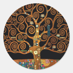 Gustav Klimt, Under the Tree of Life Classic Round Sticker
