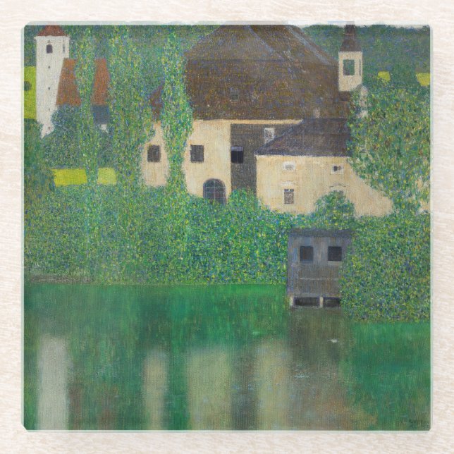 Gustav Klimt - Water Castle Glass Coaster (Front)