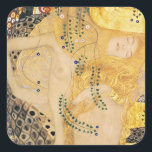 Gustav Klimt - Water Serpents I Square Sticker<br><div class="desc">Water Serpents I / The Hydra - Gustav Klimt,  Tempera and watercolor on parchment,  1904-1907</div>
