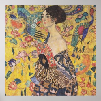 Gustav Klimt - Woman With Fan Poster by Amazing_Posters at Zazzle